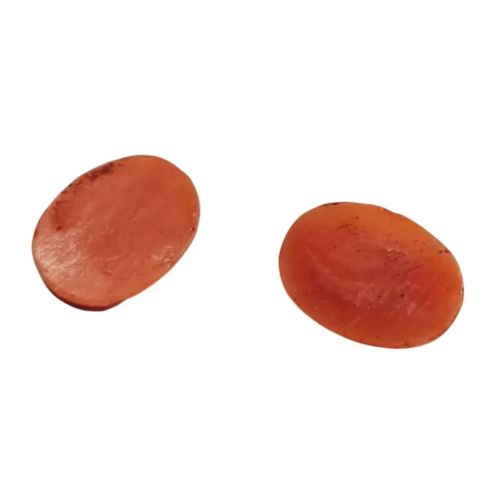 Antique Victorian Pair of Matching Natural Mediterranean Red Coral Oval Cameos